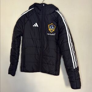 Adidas LA Galaxy 2024 Black Fleece-Lined Puffer Jacket